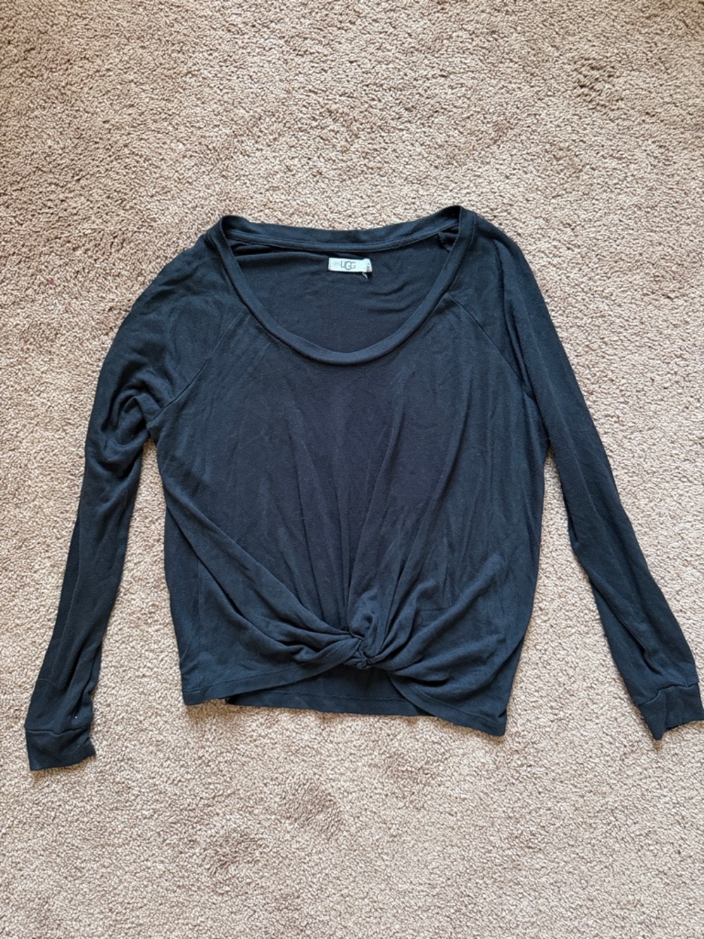 UGG Black Long-Sleeve Knot Front Top